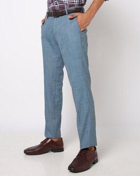 slim fit mid-rise trousers