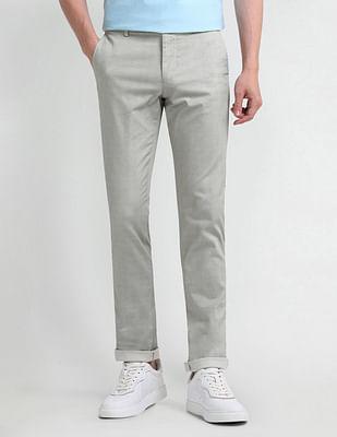 slim fit mid rise trousers