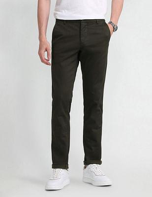 slim fit mid rise trousers