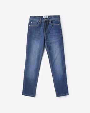 slim fit mid-wash jeans