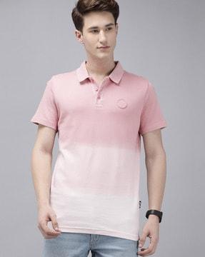 slim fit ombre-dyed polo t-shirt