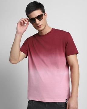 slim fit ombre-dyed round-neck t-shirt