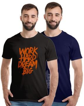 slim fit pack of 2 graphic print crew-neck t-shirts