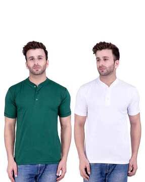 slim fit pack of 2 henley neck t-shirts