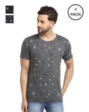 slim fit pack of 3 abstract print t-shirts