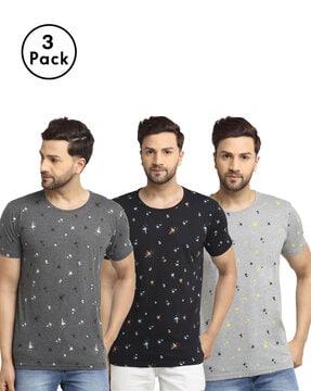 slim fit pack of 3 abstract print t-shirts