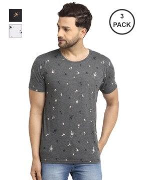 slim fit pack of 3 abstract print t-shirts