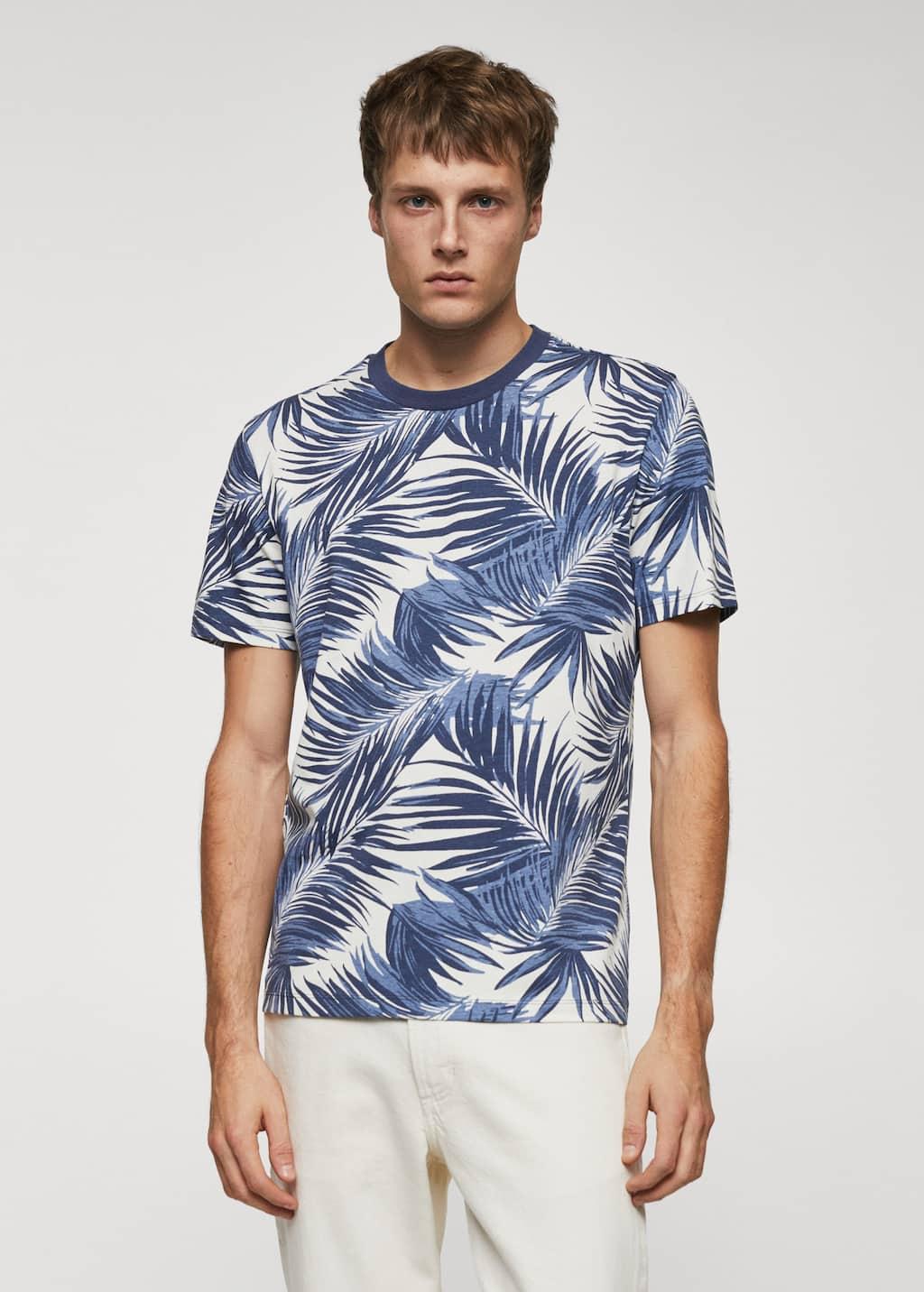 slim-fit palm-print shirt