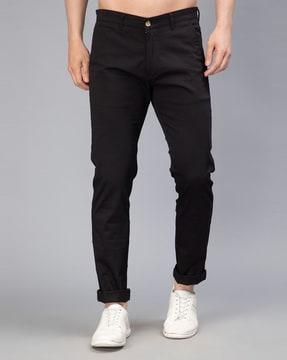 slim fit pants with button closure