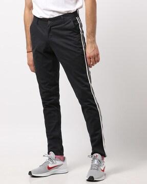 slim fit pants with contrast side taping