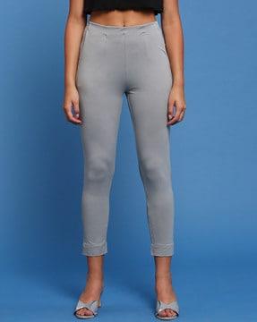 slim fit pants with elasticated waist