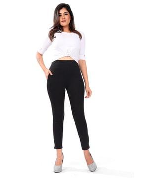 slim fit pants with elasticated waist