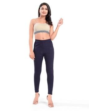 slim fit pants with elasticated waist