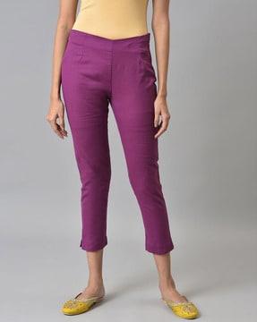 slim fit pants with semi-elasticated waist