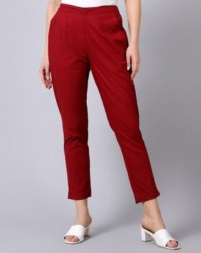 slim fit pleat-front pants with insert pockets