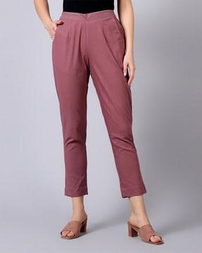 slim fit pleat-front pants with insert pockets