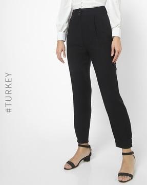 slim fit pleat-front pants