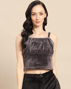 slim fit pleated strappy crop top
