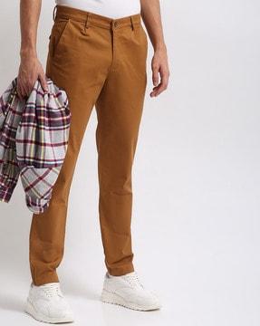 slim fit pleated trousers