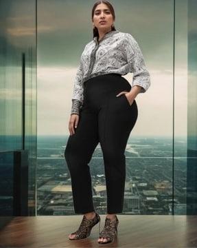 slim fit plus size pants with insert pocket