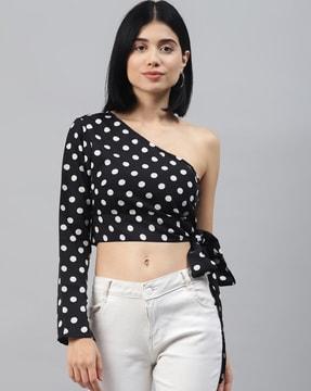 slim fit polka-dot print top