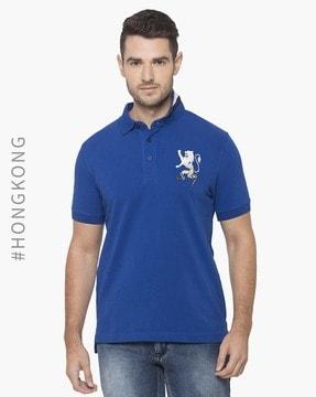 slim fit polo t-shirt with applique