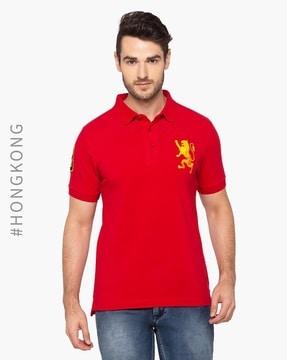 slim fit polo t-shirt with applique