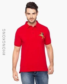 slim fit polo t-shirt with applique