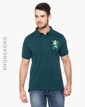 slim fit polo t-shirt with applique