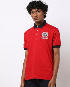 slim fit polo t-shirt with applique