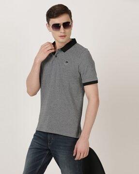 slim fit polo t-shirt with brand appilque