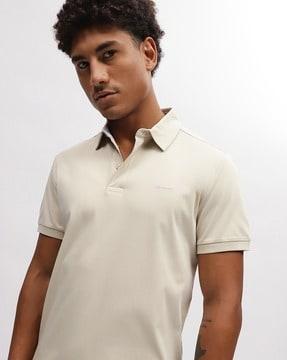 slim fit polo t-shirt with brand embroidery