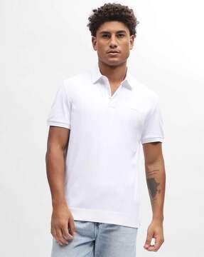 slim fit polo t-shirt with brand embroidery