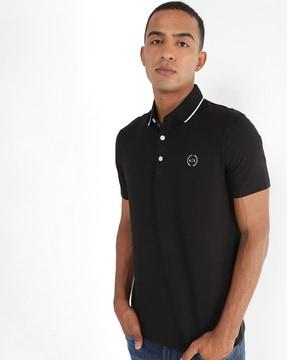 slim fit polo t-shirt with brand print