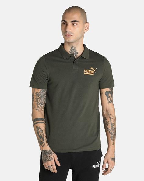 slim fit polo t-shirt with brand print