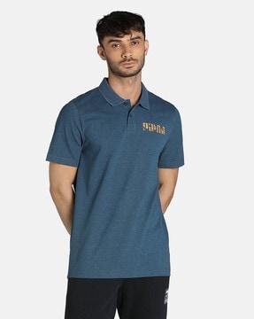 slim fit polo t-shirt with brand print