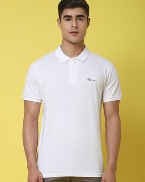 slim fit polo t-shirt with brand print