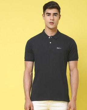 slim fit polo t-shirt with brand print