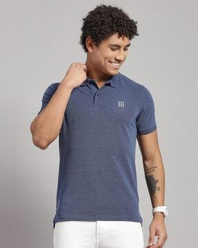 slim fit polo t-shirt with button placket