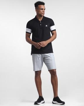 slim fit polo t-shirt with colourblock sleeves
