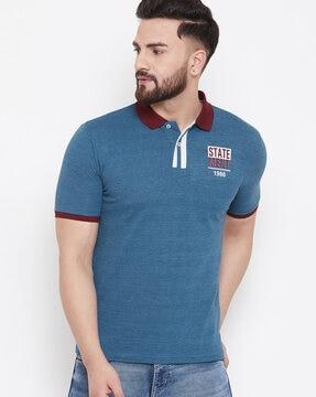 slim fit polo t-shirt with contrast collar