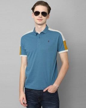 slim fit polo t-shirt with contrast panel