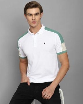 slim fit polo t-shirt with contrast panels