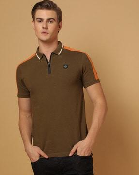 slim fit polo t-shirt with contrast panels