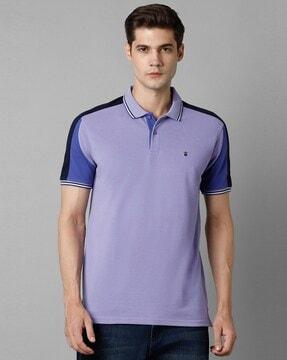 slim fit polo t-shirt with contrast panels