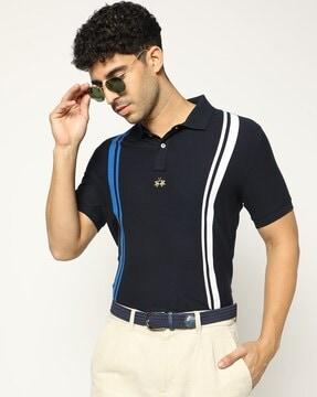 slim fit polo t-shirt with contrast stripes