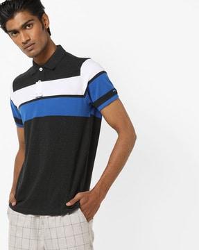 slim fit polo t-shirt with contrast stripes