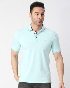 slim fit polo t-shirt with contrast taping