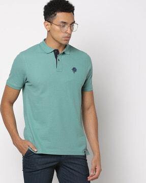 slim fit polo t-shirt with embroidered logo