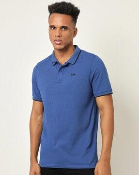 slim fit polo t-shirt with embroidered logo